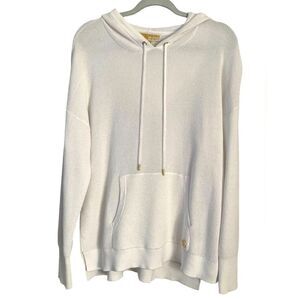 Micheal Kors White Hooded oversized Sweater with Kangaroo front pocket